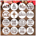 16pcs Nativity Stencil 4 Inch Small Christmas Stencils for Crafts Reusable - style: 16Christmas 4inround