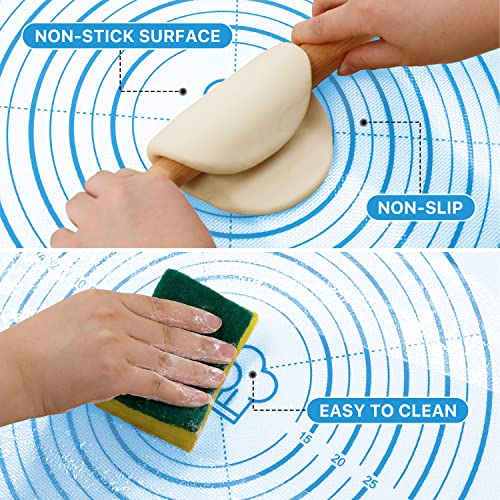 DANIA & DEAN 36"x24" Large Durable Silicone Baking Mat for Pastry and Bread - color: Blue, size: 36"L x 24"W