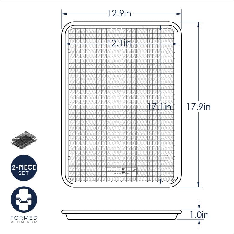 Nordic Ware Prism Half Sheet with Oven Safe Grid, 1 Pack, Natural - size: 1 Pack, style: Half Sheet with Oven Safe Grid