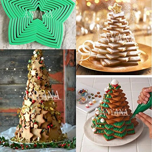 Plastic 10 Pcs Set 3D Gingerbread Star Decoration Cookie Cutters