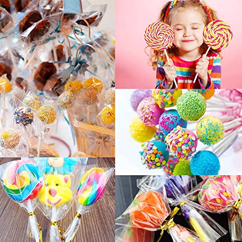 Lollipop Cake Pop Treat Bag Kit, Including 100Pcs Cake Pop Sticks, 100Pcs Parcel Bags, 100Pcs Twist Ties and 1 Cake Pop Mold, Cake Pop Maker Tools for Lollipops, Candies, Chocolates, Cookies - color: White