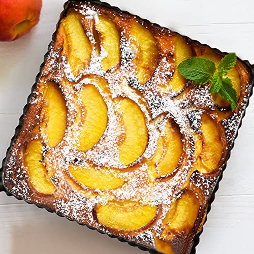 Square Pie Pan Nonstick Tart Pan With Removable Bottom Heavy Duty Carbon Steel Fluted Quiche Pan Tart Mold for Baking Mousse Cakes Dessert,8.2 x 1-Inch - size: 8.2" X 8.2" X 1" (Removable Bottom)