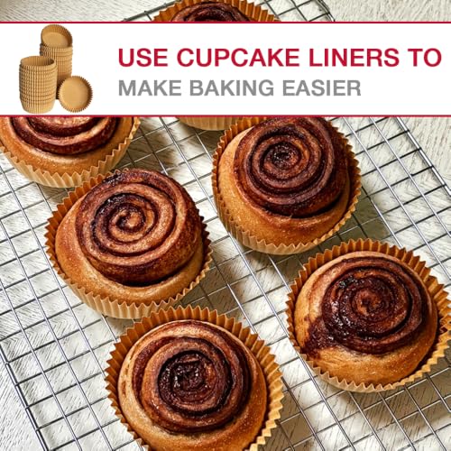 Extra Jumbo Cupcake Liners 200 Pcs, 3.54 Inch Parchment Muffin Liners for Baking, Muffin Papers Baking Cups (Brown) - color: Brown