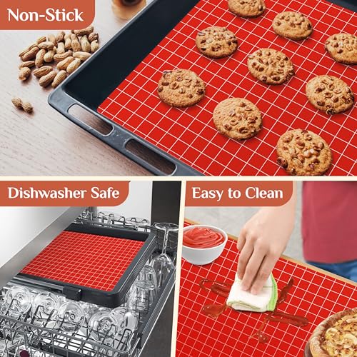 GTJ Silicone Baking Mat Roll, Reusable Baking Sheet Liners, 16 in x 10 ft - color: Red + White Line, size: 120"L x 16"W