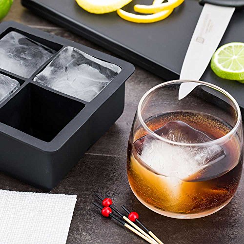Restaurantware 2-inch Square Ice Tray - Makes 4 Cubes: Perfect for Commercial Bars or Home Use - Constructed from Durable Black Silicone - Dishwasher Safe - 1-CT - size: 2" Cube - 4 Mold