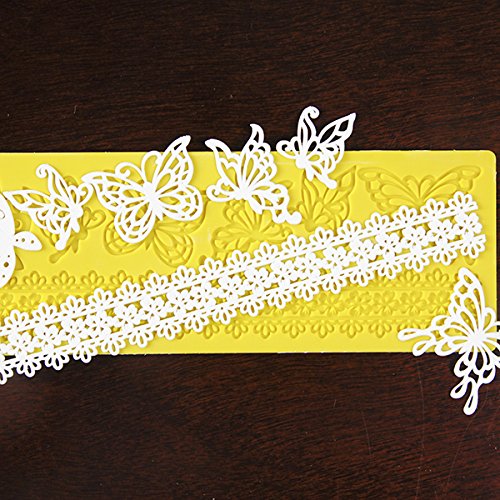 Global Sugar Art Silicone Cake Lace Mat, Butterflies & Ribbon Lace Mold - style: Butterflies & Ribbon