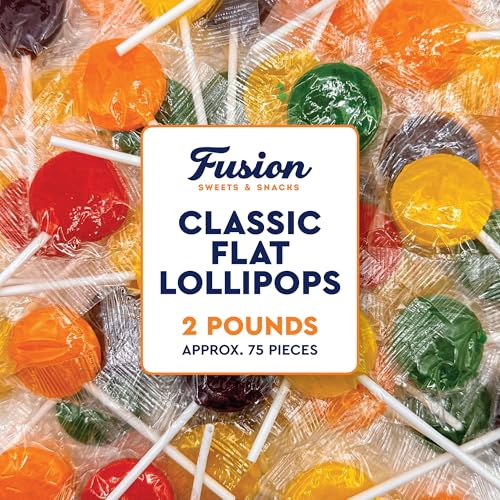 Classic Flat Lollipops, Individually Wrapped, 5 Assorted Fruit Flavors, 2lb