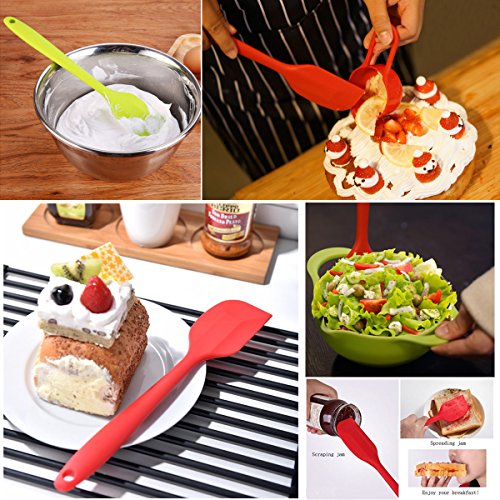 Silicone Spatulas Set, Rubber Spoon Spatula Heat Resistant Spoonula One Piece Design Seamless Spatula Non-Stick Scrapers Baking Mixing Tool (Orange Set) - color: Orange Set