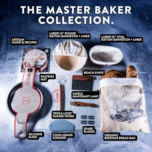 Complete Sourdough Starter Kit 2-Banneton Set 10”, Beeswax Bag & Cookbook - size: Pro Sourdough Artisan Kit