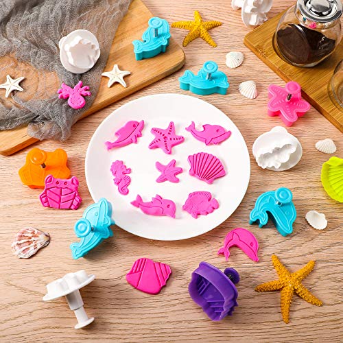 Patelai 12 Pcs Ocean Animal Cookie Cutters Cracker Plunger Stamp Set