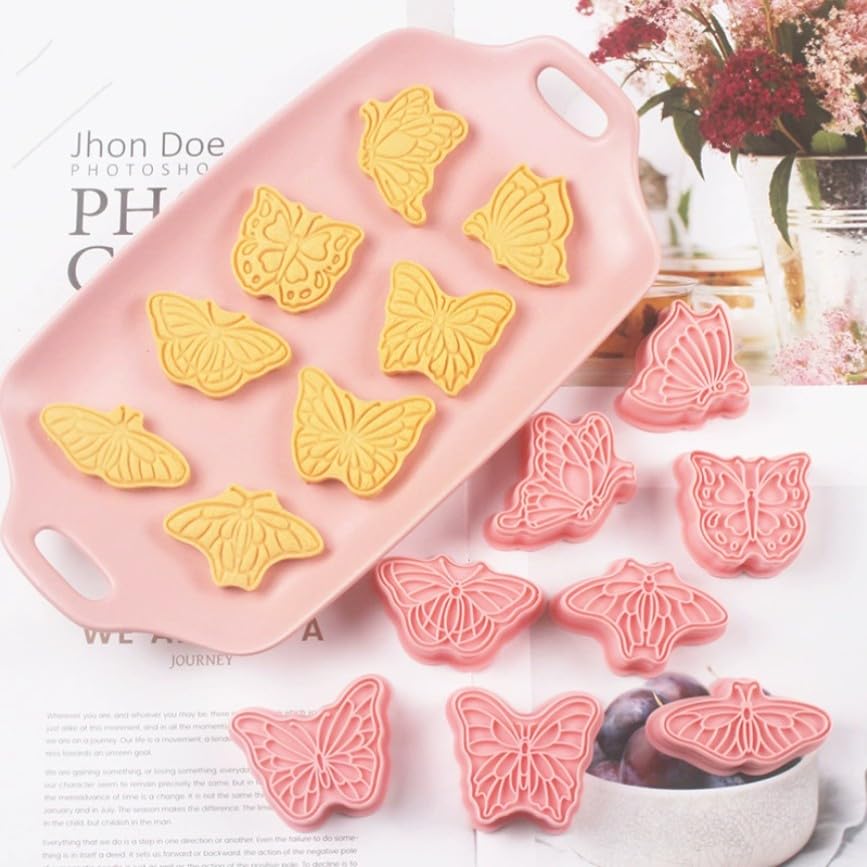 Butterfly Cookie Cutters,8pcs Butterflies Cookies Press (Butterfly) - color: Butterfly