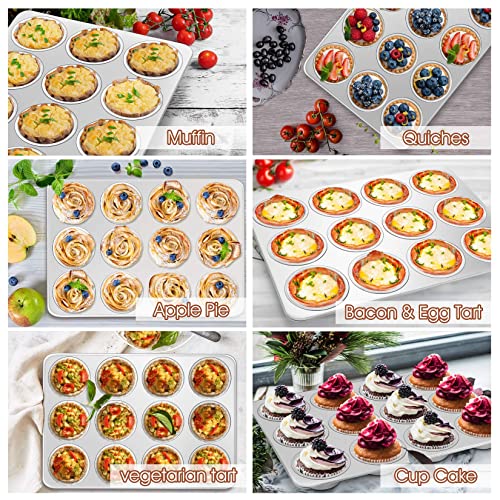 P&P CHEF 12-Cup Muffin Pan Tin, Stainless Steel Cupcake Pan, 2Pcs - size: 12 Cup