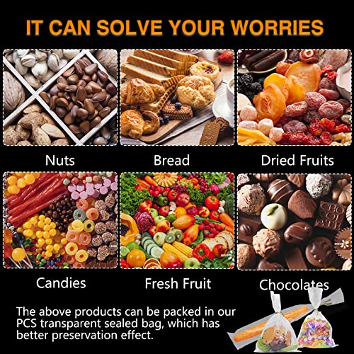 NEOACT 650 PCS Clear Flat Cellophane Treat Bags, 3x5,4x6,9.84x2 Cellophane Bags with Ties, Clear Gift Bags for Party Favors, Pretzel Rods, Bakery, Cookies, Candies, Dessert - size: 650 Count (3"x5", 4"x6", 9.84"x2")