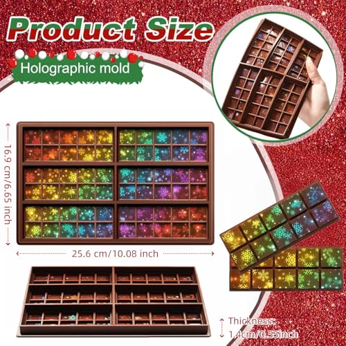 Christmas Snowflake Candy Molds Holographic Chocolate Mold Silicone - color: Snowflake, style: Square