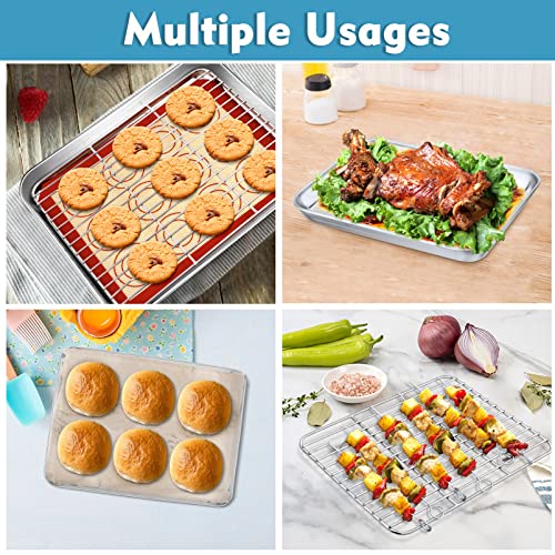 P&P CHEF 10.4 Inch Baking Sheet Pan Cooling Rack with Mat Set for Cookie - size: 10.4 Inch