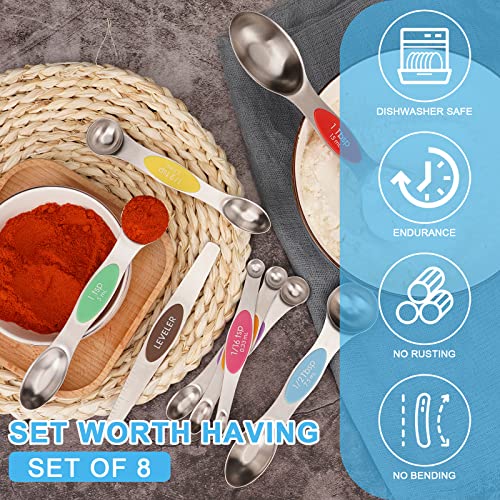 Aovchei 8 pcs Multi-Color Magnetic Measuring Spoons Set - size: 8pcs-colorful