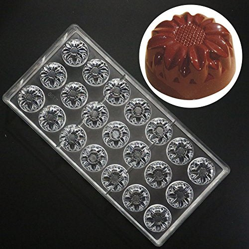 Polycarbonate Chocolate Mold DIY Candy Mould Clear Hard Plastic Bakeware Pastry Tools Thrysanthemum Flower (19363) - color: 11