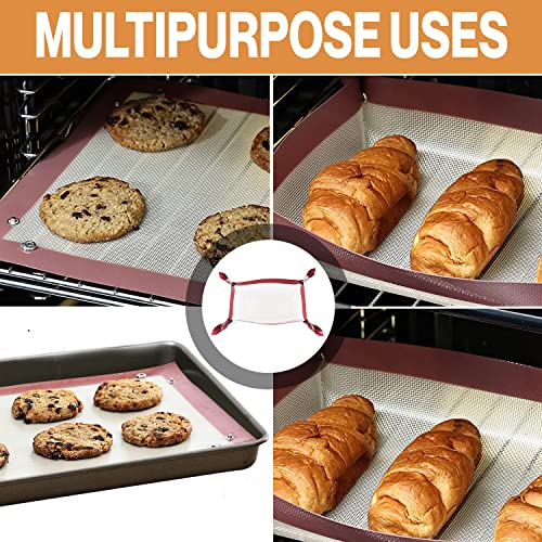 | Silicone Baking Mat with Button | BPA Free Large Nonstick Kitchen Professional Reusable Heat Resistant Baking Half Sheet Bakeware Mats for Cookies, Bread and Pastry(2pc)