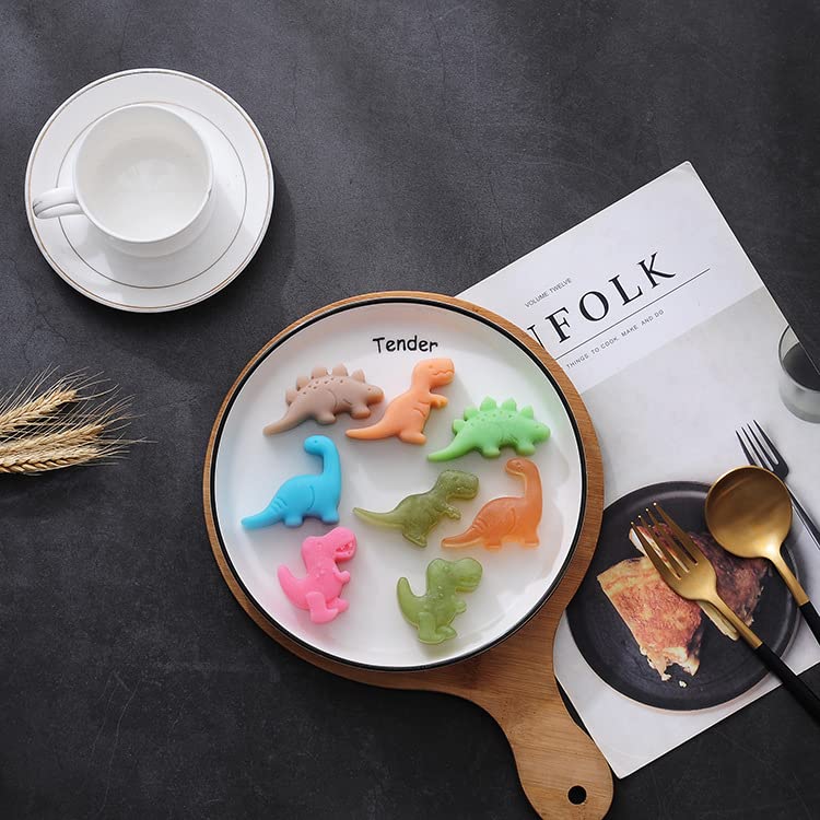 2Pcs Dinosaur Silicone Candy Molds - 8-Cavity Gummy Dinosaur Molds Shaped with T-rex, Stegosaurus, Triceratops, Brontosaurus, Non-stick and Bpa Free for Chocolate, Soaps, Crayons, Ice Cubes - color: 2pcs Large Dinosaur Molds