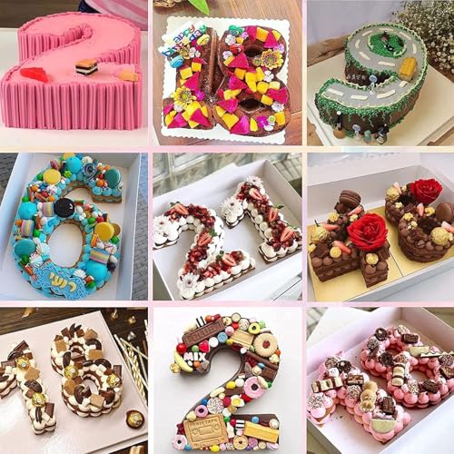 Ducodocu 2 Pack Silicone Number Cake Pan Large 3D Number Cake Mold Baking Forms Novel Cake Tins DIY Baking Mold 10 inch Number of 4&0 Gray - size: 4&0