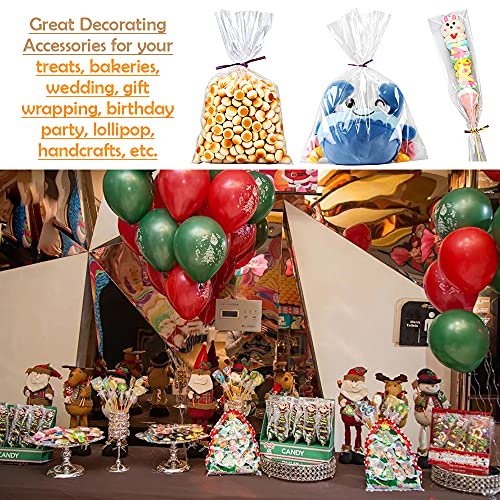 100 Pcs Cellophane Treat Bags 5x11 Inch Gift Warp with Twist Ties - size: 5x11 Inch (Pack of 100)