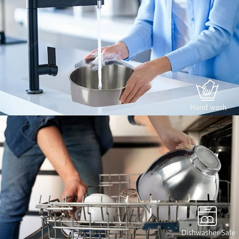 Stainless Steel Mixing Bowls for KitchenAid Stand Mixers - 304 Food-Grade Baking Accessories for Dough & Whipping Cream (4.5&5 Quart) - size: 4.5&5 Quart