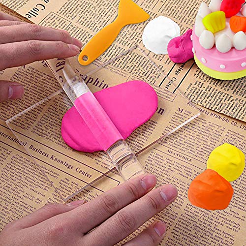 Acrylic Clay Roller with Sheet Backing Board, Assisted Shovel, Rubber Tools/Moulds, Ultra-Light Hand-Made DIY Tools