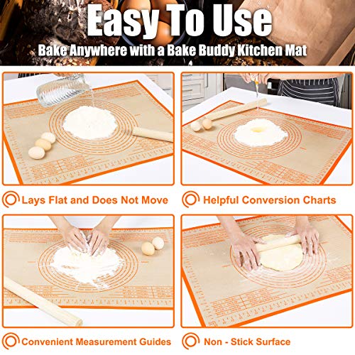 Silicone Pastry Mat 34X26 inch Baking Mat Large Dough Mat with Measurements - color: Orange, size: 26"L x 34"W