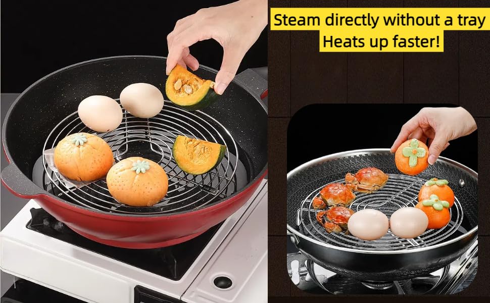 2Pcs Round Steamer Rack and Cooling Rack, Stainless Steel Steamer Rack, Steaming Baking Rack,For various cookware (20x7cm) - size: 20x7cm