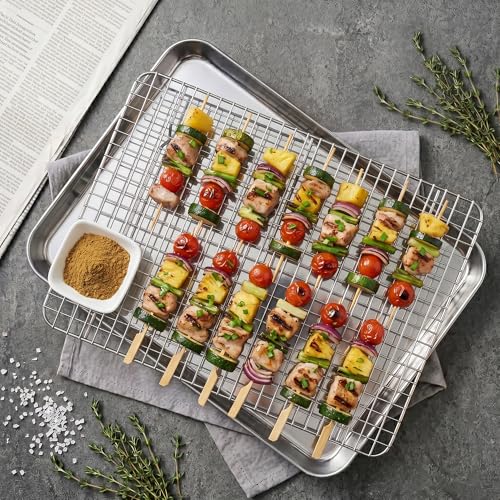Homikit Large Baking Sheet with Wire Rack (1 Pan+1 Cooling Rack), 20”x14” - size: 20*14 Inch