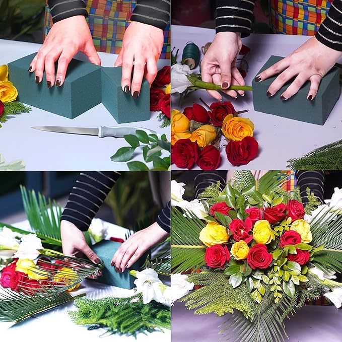FLOFARE Pack of 48 Floral Foam Blocks for Fresh and Artificial Flowers, Each (7.8” L x 3.5” W x 2.4” H), Dry and Wet Floral Foam Blocks for Wedding, Birthdays, Home, Office, and Garden Decorations - size: Pack of 48 Floral Foam Blocks