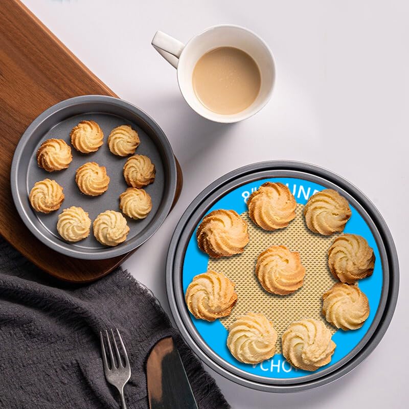 Silicone Baking Mats, Set of 4, Round dia 8 Inch, Non Stick, BPA Free, Baking Sheet Pan Liner for Cake,Pizza,Cookies,Macaron,Bread,Pastry,Toaster (Multi Colors, Round-dia 8 inch) - color: Multi Colors
