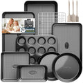 12-Piece Nonstick Bakeware Set, Stackable Non Toxic Baking Pans Set - Black - size: 12PCS