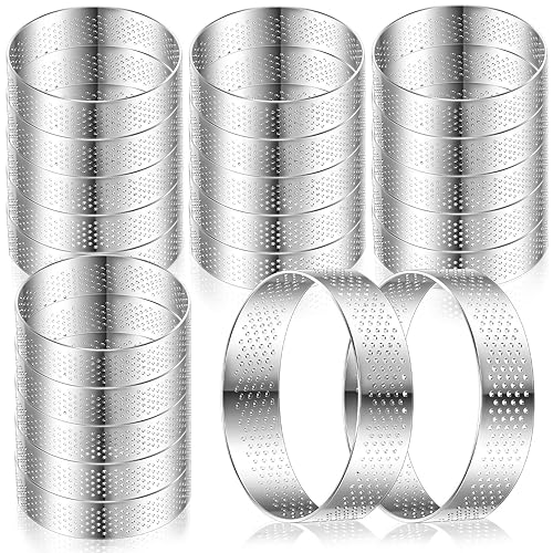 Mumufy 2.4" Perforated Tart Ring Stainless Steel Mousse Cake Ring - size: 2.4"
