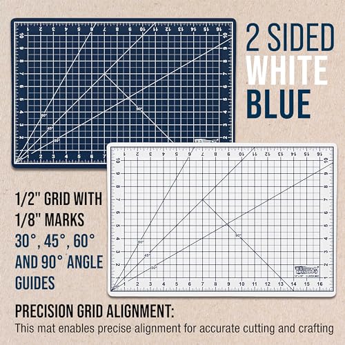 U.S. Art Supply 12"x18" Self-Healing Cutting Mat 6-Ply White/Blue - color: White/Blue