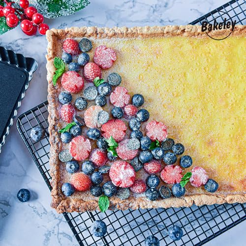 Rectangle Tart Pan, 13-Inch with Removable Loose Bottom Non-Stick Oblong Quiche Bakeware for Oven Baking (Black) - size: 13" Rectangle (Black)