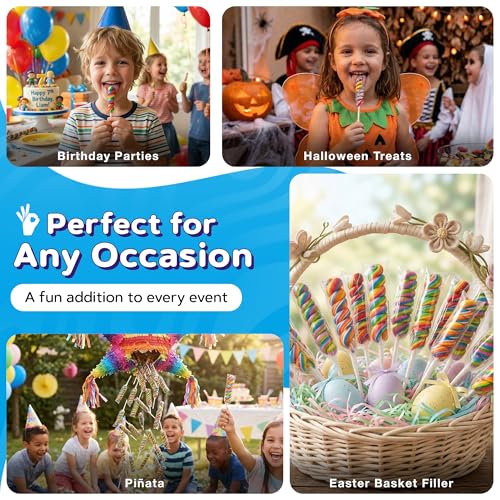 18 Pcs Individually Wrapped Rainbow Twist Lollipops Candy for Goodie Bags - style: Twist