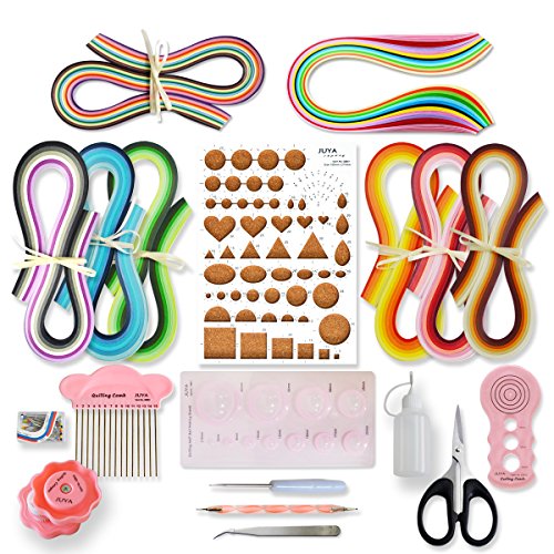JUYA Paper Quilling Kit 960 Strips with 12 Tools, Pink Set, 5mm - color: Pink, size: Paper Width 5mm without Glue
