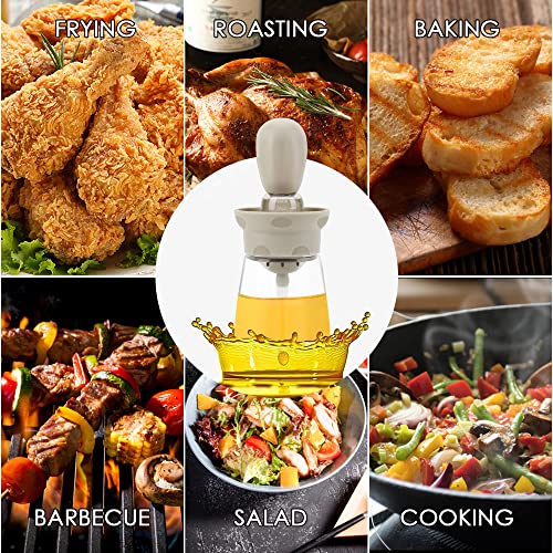 Oil Dispenser Bottle with Brush - 2 IN 1 Glass Olive Oil Storage and Container with Silicone Basting Brush for Kitchen BBQ Grilling Baking and Cooking, T-OB22, Grey - color: Gray1
