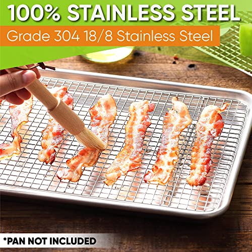 Spring Chef Stainless Steel Oven Safe 10"x15" Cooling Rack & Large Dough Blender & Biscuit Cutter Set, Black - 2 Product Bundle