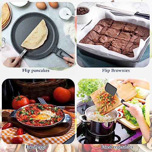 Gejoy 4 Pcs Silicone Turner Nonstick Flexible, Black - color: Black