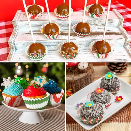 COcnny Christmas Mini Cupcake Liners - 600pcs Merry Christmas Candy Baking Cups Muffin Cupcakes Wrappers, Xmas Tree Santa Disposable Chocolate Cake Wrap Making Supplies for Xmas Eve Party (10 Styles) - style: Mini Xmas Candy