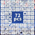 72 PCS 3x3 Inch Independence Day Stencils for Painting - Reusable USA Flag Patriotic Painting Templates, Red White and Blue Party Supplies for 4th of July Memorial Day Painting Stencil - color: 72 PCS Independence Day