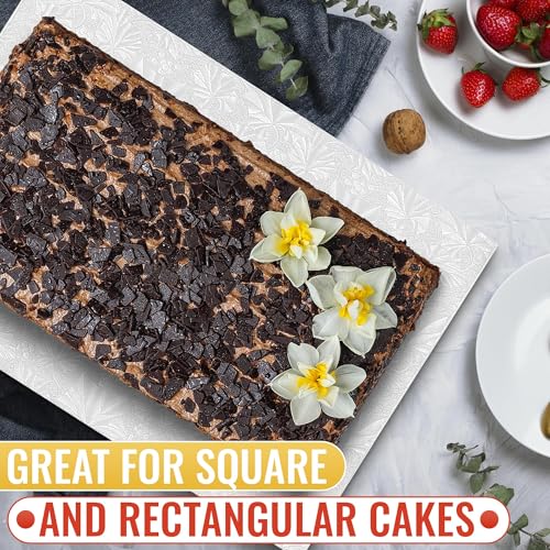 1 Pack Thick Rectangle Cake Drum 13.8x9.9 in - White 9x13 Cake Board - style: Classic