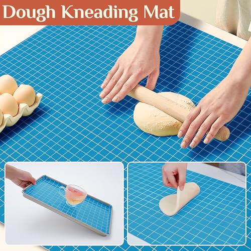 GTJ Silicone Baking Mat Roll, Reusable Baking Sheet Liners, 12 in x 10 ft - color: Blue + White Line, size: 120"L x 12"W
