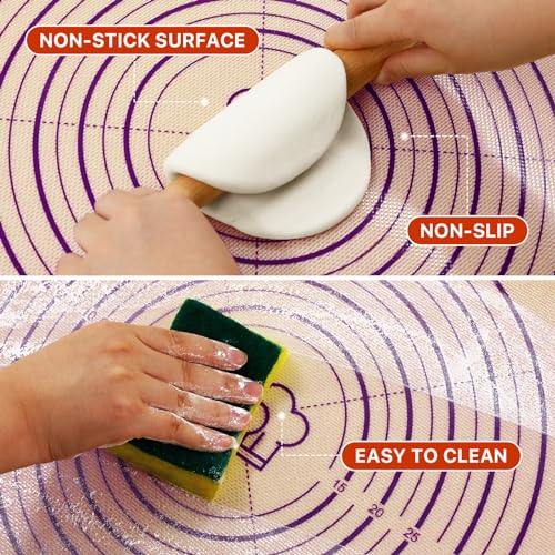 DANIA & DEAN 36"x24" Extra Thick Silicone Baking Mat for Pastry and Bread - color: Purple, size: 36"L x 24"W
