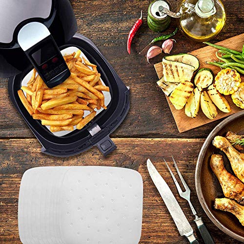Air Fryer Liners - 7.5 Inches, 100pcs Premium Perforated Parchment Paper Compatible with Philips, Cozyna, Secura, NuWave Brio, Chefman, GoWISE USA, BLACK+DECKER, COSORI and More Air fryers - size: 7.5 Inches Air Fryer Liners