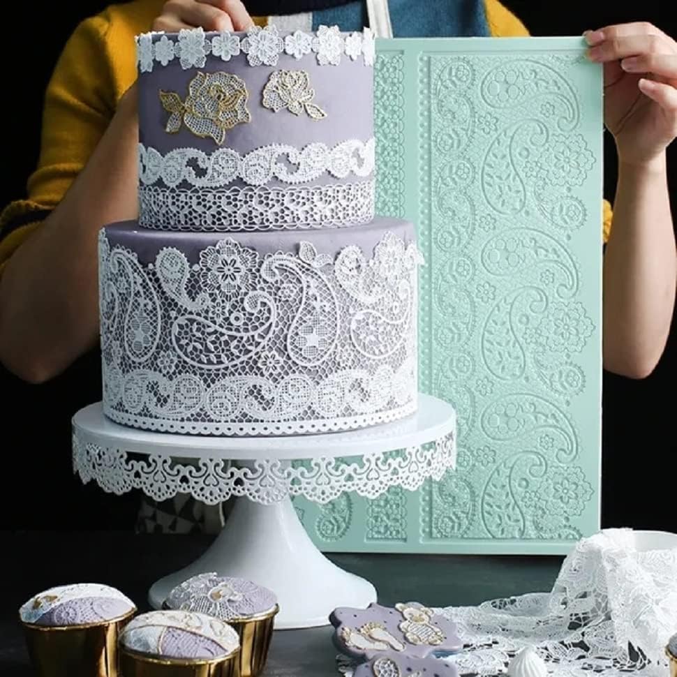 Paisley Lace Silicone impression Mat fondant imprint lace mat