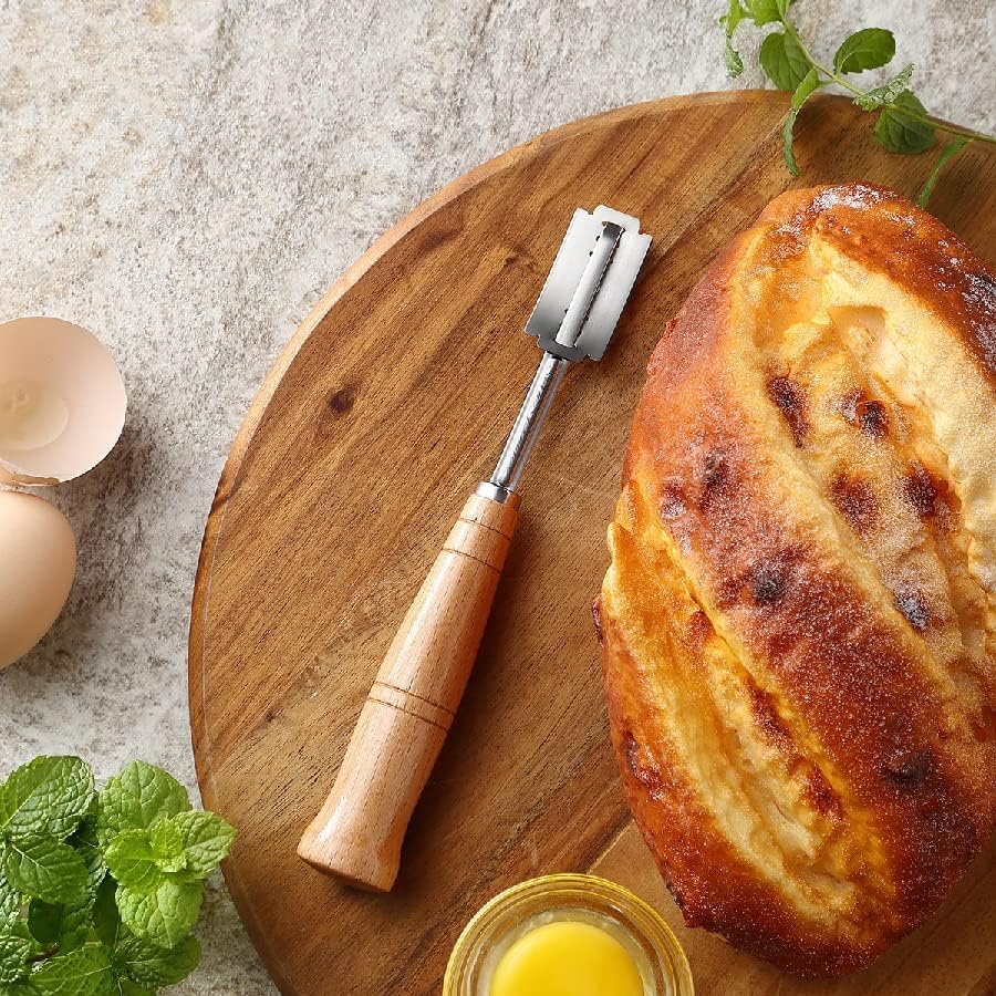 Saint Germain Bakery Oval Banneton Proofing Basket and Bread Lame Set – 10 Inch Rattan Basket with Liner, Razor Blades & Leather Cover – Sourdough Bread Baking Kit Gift for Artisan Bakers
